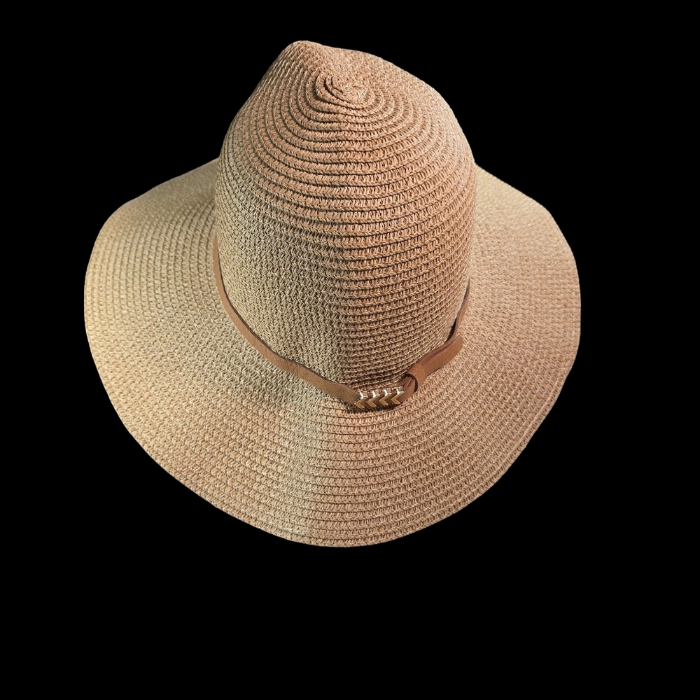 Wide-Brim Straw Hat Tan Resortwear Boutique Luxury Travel Beach Pool Vacation